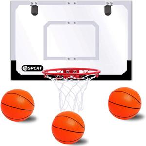 Upgrade Basketball Hoop Set for KidsExtra Large 24''x 16''Pro Indoor Basketball Hoop for Door & Wall with 3 Balls, Complete Accessories, Basketball Toy Gift Perfect for Boys Girls Teens Adults