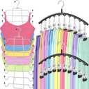 TomCare 4 Pack Space Saving Hangers2Pack Tank Top Hanger and 2Pack Leggings Organizers for Closet Pants Hangers with 20 Clips Bra Organizers with 16 Hooks Stainless Steel Hanging Closet Organizer (Black)