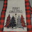 Artoid Mode Watercolor Red and Black Buffalo Plaid Christmas Trees Merry Xmas Table Runner, Seasonal Winter Holiday Kitchen Dining Table Decoration for Indoor Outdoor Home Party Decor 13 x 72 Inch