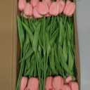 36 PCS White Tulips Artificial Flowers 13" PU Fake Flowers for Wedding Home Decor (Pink)