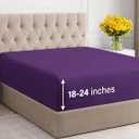 Extra Deep Cal King Fitted Sheet - Hotel Luxury Single Fitted Sheet Only - Easily Fits 18 inch to 24 inch Mattress - Ultra Soft, Wrinkle & Fade Free w/Extra Deep Pockets - Breathable & Comfy - Purple