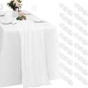 16 Pack White Cheesecloth Table Runners 20x120 Inch Gauze Table Runner Cheese Cloth 10FT White Table Runner Rustic Sheer Runner for Wedding Birthday Party Baby Shower Table Decor