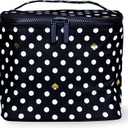Kate Spade New York Insulated Soft Cooler Lunch Tote with Double Zipper Close and Carrying Handle, Polka Dots (Black/White)