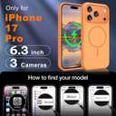 for iPhone 17 Pro Case, [Compatible with Mag-Safe] [Anti-Slip Edge Design] [Military Drop Protection] Heavy Duty Shockproof Hard Back Protective Phone Case - Orange