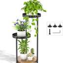 3 Tier Plant Stand Indoor Outdoor, Corner Tierd Metal Flower Shelf Pot Holder Clearance, Tall Multiple Plants Rack Narrow Display Organizer for Patio Orchid Office Porch Living Room Garden,Black
