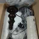 BOBOMOMO 24" Traditional Farmhouse Table Lamp Set of 2, Vintage Resin Lamps for Living Room Bedroom, Rustic Nightstand Lamp with Linen Shades, Retro Black Table Lamps for Living Room, Bedroom, Office