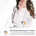 A-Z Letter Corrugate Stainless Steel Chain Lanyards for ID Badges Holder Keys Teacher Nurse Cruise Women Gifts with 2 Pieces ID Card Badge Holder