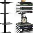 Floating Book Shelves for Wall, 4 Tier Invisible Floating Bookshelf, Vertical Spine Book Tower, Wall Mounted & Space Saving, Heavy Duty Metal Book Organizer for Home Office, 2 Pack Black (2PC-4 Tier)