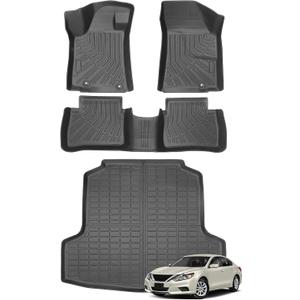 Floor Mats Cargo Liner for Nissan Altima 2013 2014 2015 2016 2017 2018, for Nissan Altima Base S SL SV SR TPE Rubber Floor Mats, All Weather Waterproof Anti-Slip Protector Liner, Front & 2nd Row Mat