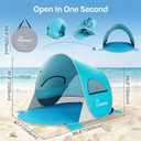 Wolfwise Pop Up Beach Tent, Easy Setup Sun Shade Shelter Foldable 3 Person | Instant Beach Sunshade Umbrella for Sand Popup, UPF 50+ UV Protection, Portable Carry Bag Carpa para Playa, 57L×87D×47H" Blue