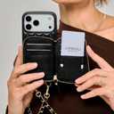 LAMEEKU for iPhone 17 Pro Case Wallet with Card Holder,RFID Blocking Wrist Strap Crossbody Cover for Women 6.3" Black