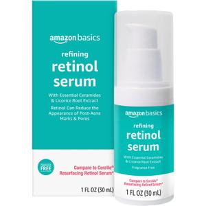 Amazon Basics Retinol Serum for Face, Pore Minimizer, Fast Absorbing Formula, 1 Fluid Ounce, 1-Pack