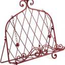 Iron Cookbook Stand ~ Book Holder Adorned with Bird ~ Worn Red Color