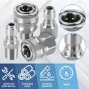 Pressure Washer Quick Connect 3/8 Inch,Stainless Steel Male and Female 3/8" NPT Thread Quick Connect Hose Fittings Adapter, 8 Pieces