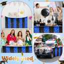 Oudain 2026 Graduation Party Decorations 2 Pack Blue and Black Wavy Metallic Tinsel Foil Fringe Table Skirts for Prom and Grad Party Birthday Decor Rectangle and Round Table Supplies