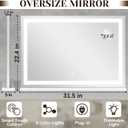 ROLOVE 31" x 22" Large Lighted Vanity Mirror with Lights, Dimmable 3 Modes, LED Makeup Mirror for Bathroom Dressing Room, Tabletop or Wall-Mounted, 10X Magnification, White