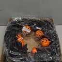 Halloween Wreath for Front Door 24 Inch, Cute Happy Halloween Decor for Indoor Outdoor Wall, Window & Home Hanging Sign Spooky Fall Wreath with Black Bats & Reflective Orange Pumpkins