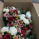 NUPTIO Artificial Flower Centrepieces for Tables - 10 Pcs Burgundy & Dusty Rose & Creamy White Fake Flowers Roses Balls 9.5in Diam - Silk Faux Rose Arrangement for Wedding Party Table Decor