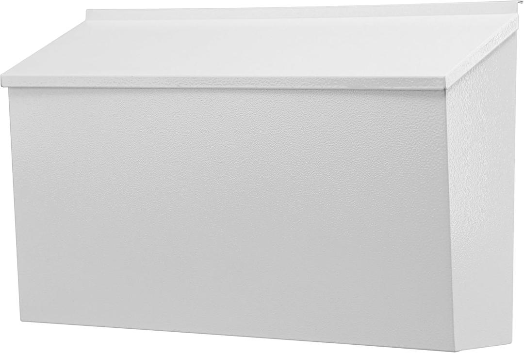 KYODOLED Wall-Mount Mailbox,Large Capacity Mail Box,Galvanized Steel Rust-Proof Metal Post Box,Mailboxes for Outside,15.7"x9.9"x4.9" White