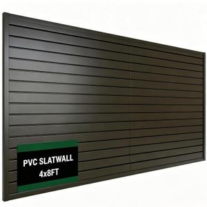 Slat Wall Paneling 4x8 ft Garage Organizer Storage Systems, Heavy Duty PVC Slatwall Panels for Garage Organizer Product, PVC Wall Mounted Tool Storage Slate Board for Home and Workshop (Black)