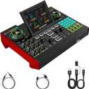 tenlamp G10 Gaming Audio Mixer, Audio Interface with 3.5mm/XLR Microphone Input, 48V Phantom Power, Voice Changer Live Sound Card for Streaming, Podcasting, Recording, and Singing Content Creation