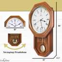 Pendulum Wall Clock Battery Operated - Real Wood Regulator Clock - Schoolhouse Design with Pendulum - Quiet, Non-Chiming - Wooden Wall Decor for Living Room Decor, Home, Office and Gift 18x11