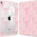 May Chen for iPad Air 11-inch M4/M3/M2 (2026/2025/2024), iPad Air 5th/4th 10.9 Inch - Shockproof Cover with Clear Back Shell & Penceil Holder Auto Wake/Sleep Stand Cover, Pink Bows P721