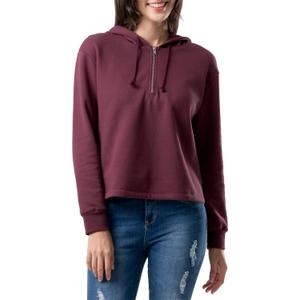 Lee womens Quarter Zip Fleece Hoodie (X-Large, Bordeaux)