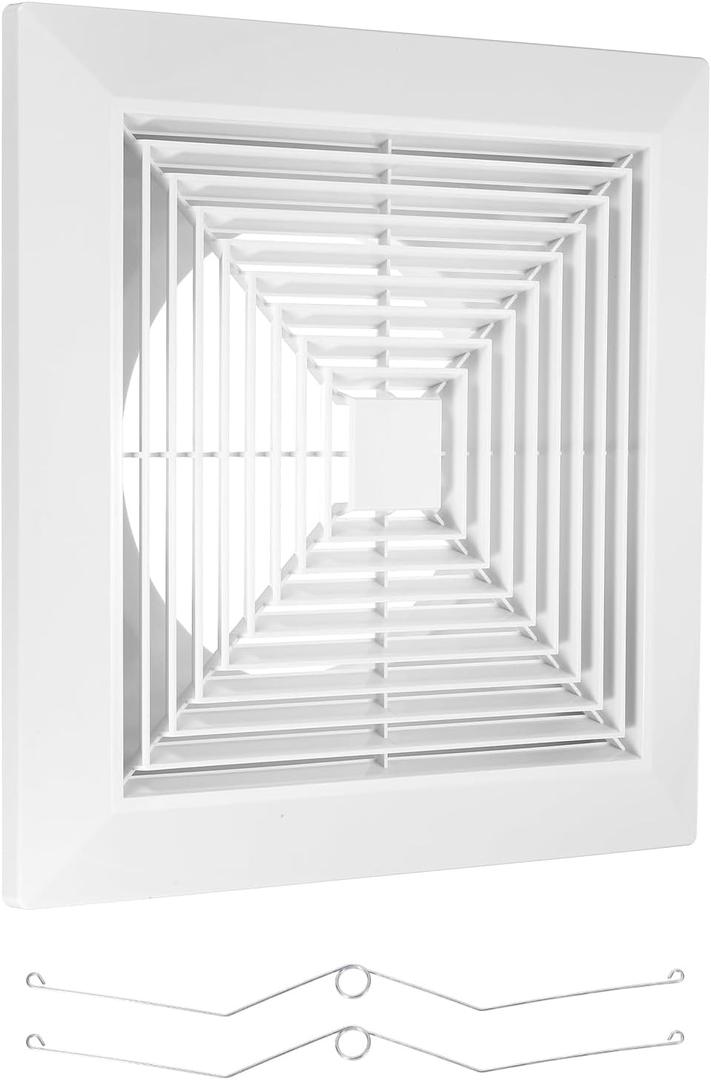PATIKIL 14x14 Inch Bathroom Exhaust Fan Cover, ABS Plastic Fan Grille Air Conditioning Vent Cover with Springs for Ceiling or Exhaust Fans Home Office Bathroom Kitchen Ventilation