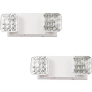 TANLUX LED Emergency Lights with Battery Backup, Two Head Adjustable Commercial Emergency Lights, UL Listed, AC 120/277V, Hardwired Exit Light Fixtures - 2 Pack (White)