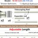 Brushed Nickel Tension Shower Curtain Rod Adjustable 18-69 Inches, Fits 20-68 Inch Spaces (Ideal for 60" Wide Bathrooms), No Drill Rust Resistant Spring Rod for Bathroom
