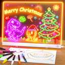 Acrylic Dry Erase Board with Light, 13.7"X10" 6-Color Neon Glow Memo LED Light-Up Message Note Lumiboard with Stand as Night Light for Room/Store/Office/Festival/Gift, Touch Control, 7 Markers (White)