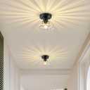 Modern Ceiling Light, 2 Pack, Black, E26,Glass | Semi Flush Mount Ceiling Light, Small Kitchen Light Fixtures for Hallway, Foyer, Entryway, Laundry Room