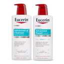 Eucerin Advanced Repair Unscented Body Lotion for Dry Skin (16.9 Fl Oz) + Advanced Cleansing Body and Face Cleanser for Sensitive Skin, Fragrance Free (16.9 Fl Oz)