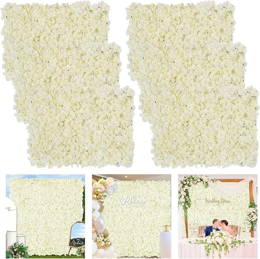 Flower Wall Backdrop Panels - 12 Pcs Ivory Flower Wall Panels Flower Wall Decor for Wedding Party Prom Valentine Decoration