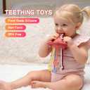 Food Grade Silicone Pull String Baby Toy, Montessori Pull String Sensory Toy for 18 Months Babies Teething Toys (Red)
