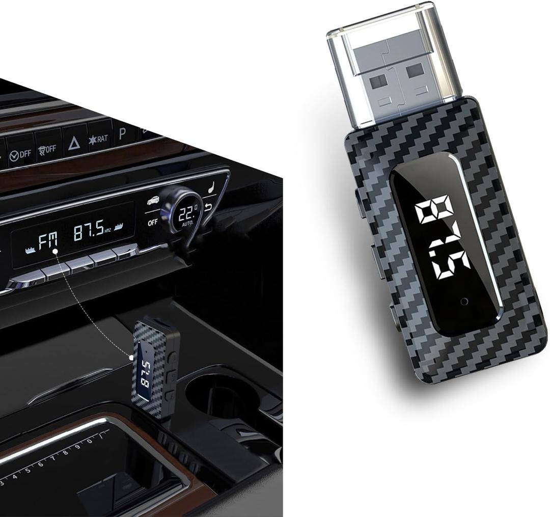 USB Bluetooth Receiver for Car, Bluetooth 5.3 Wireless Audio Adapter, USB Power Supply 3.5mm Aux Jack Adapter, FM+AUX Transmitting Signal Receiver, for Car Stereo Sound Home Stereo, PC (Black)