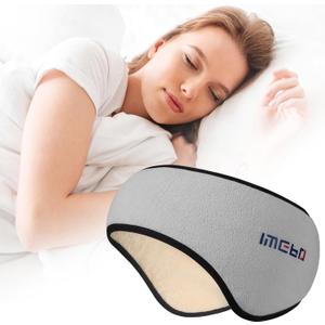 Sleep Mask with Adjustable Heads, Earmuffs for Sleep, Ear Warmers for Men & Women, 2 in 1 Ear Mask and Eye Cover, Comfortable & Soft for Side Sleepers (Grey)