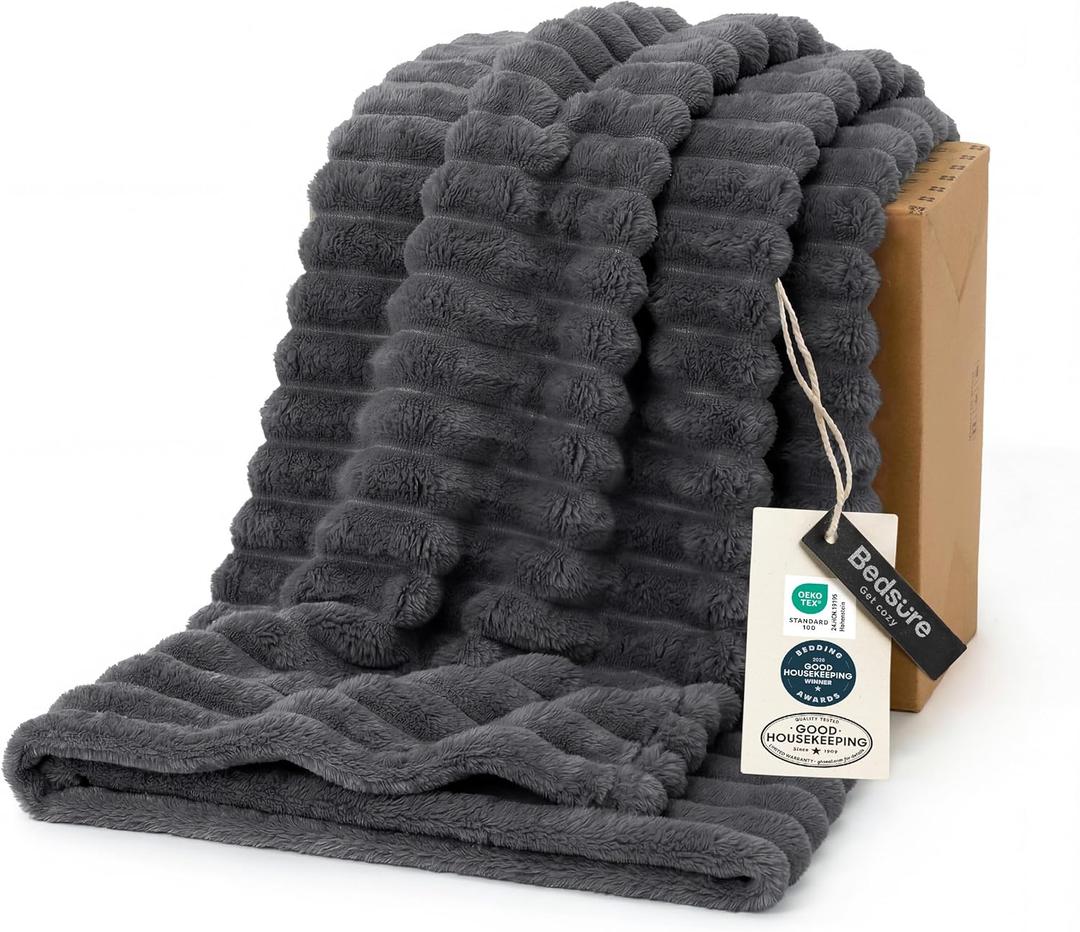 Bedsure GentleSoft Grey Fleece Blanket for Couch - Cozy Soft Blankets for Women, Cute Small Throws for Girls, 50x70 Inches, Grey, Throw XL