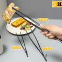 JETKONG 3 Pcs 14-Inch Long Stainless Steel Thin Tongs Heavy Duty Kitchen Cooking Tweezers Tongs (14 14 14 Inch, Black)