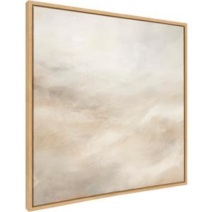Kate and Laurel Sylvie Tonal Abstract Textural White and Beige Light Natural Neutrals Framed Canvas Wall Art by The Creative Bunch Studio, 30x30 Natural, Modern Abstract Landscape Art for Wall