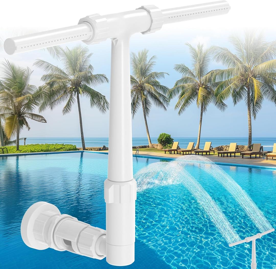 Dual Spray Pool Fountain, 10-20F Cooler Water for Above/In-Ground Pools, Dual Spray Waterfall Sprinkler Fountain, Adjustable Waterfall Cooling and Relaxation (Upgraded WhiteIncluded 3inch Tube) Dual Spray Pool Fountain, 10-20F Cooler Water for Above/In-Ground Pools, Dual Spray Waterfall Sprinkler Fountain, Adjustable Waterfall Cooling and Relaxation (Upgraded WhiteIncluded 3inch Tube)