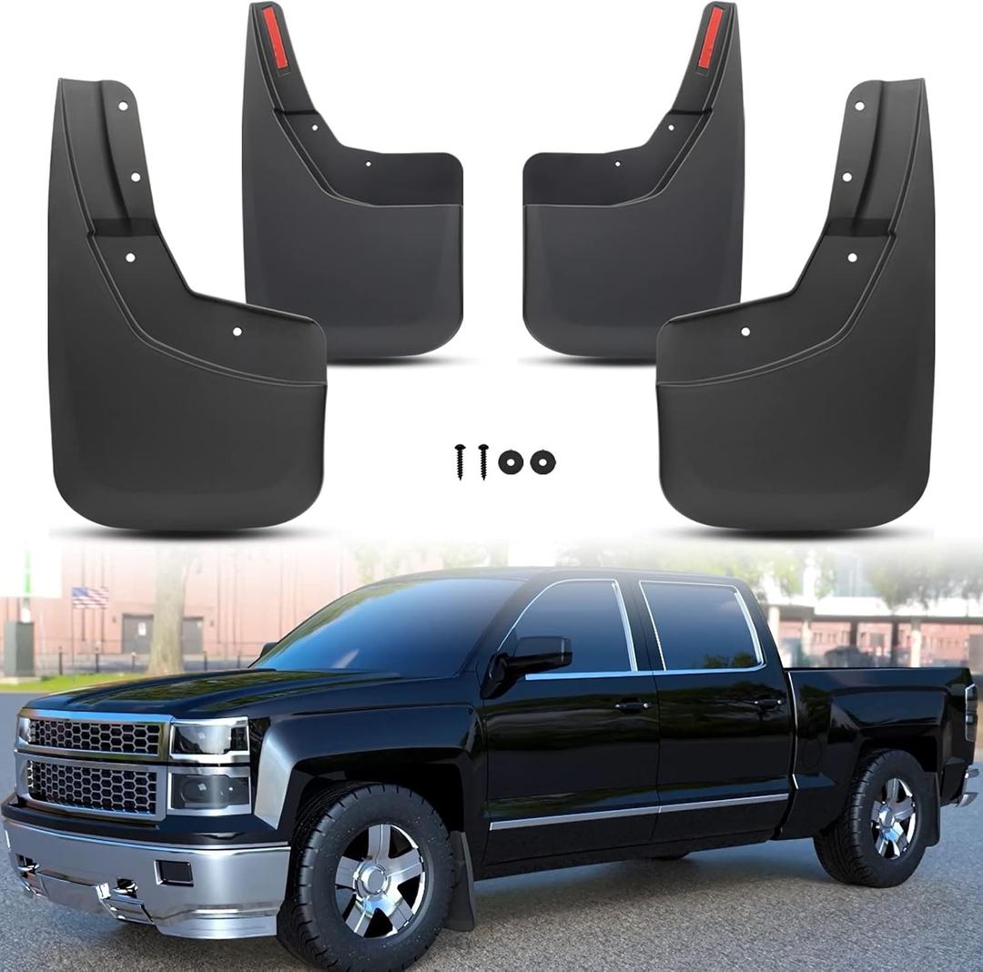 KEWISAUTO Heavy Duty Mud Flaps for 2014-2019 Chevy Silverado, Premium Front Rear Mud Splash Guards Kit for Chevrolet Silverado 1500 1500LD 2500 3500 2014-2019(4PCS, Without Fender Flares)