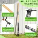 Weed Puller Tool, Heavy Duty Gardening Hand Tools with 4-Claw Steel Head & Dual-Eject Mechanism, 43.5" Bamboo Long Handle Stand Up Weeding Tool for Lawn Yard, Includes 16 Gallon Leaf Bag