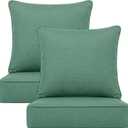 Deep Seat Cushion 22x24 2 Set (4 Pcs) for Outdoor Furniture, Water Repellent Fade Resistant Patio Cushions for Sofa, Chair, Lounge,Endive