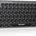 TECKNET Wireless Bluetooth Keyboard, Travel Rechargeable Keyboard (2.4G+BT 5.0), Multi-Device Easy-Switch, Quiet Typing, Silent Portable Cordless USB Computer Keyboards for Windows Laptop PC, Gray