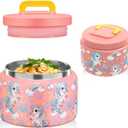 8 Oz Thermo Food Jar for Hot & Cold Food for Kids, Insulated Lunch Containers Hot Food Jar,Leak-Proof Vacuum Stainless Steel Wide Mouth Lunch Soup Thermo for School (PINK-Unicorn)