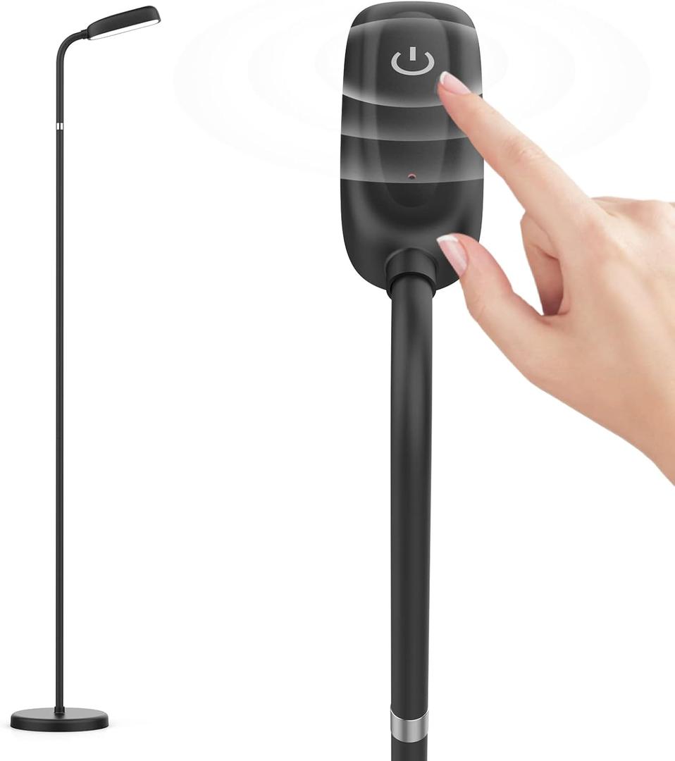Cordless Floor Lamp, Rechargeable Battery Portable Floor Lamp for Living Room, Battery Operated Lamp, Touch Control for Reading Camping, 3 Color Temperatures Emergency Lighting(Black)