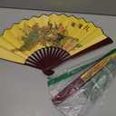 Folding Hand Fan,13 inch Bamboo Fabric Large Hand Fans with Chinese Traditional Painting for Decorations,Performance (Peacock & Peony)