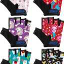 6 Pairs Christmas Kids Bike Gloves Gift Cute Fingerless Gymnastics Workout Golf Gloves for Girls Boys (5-8 Years)